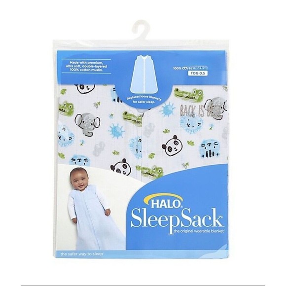 HALO Animal Faces Wearable Blanket Cotton Muslin Baby Sleep Sack 16-24 lbs, Sz M - Picture 1 of 6